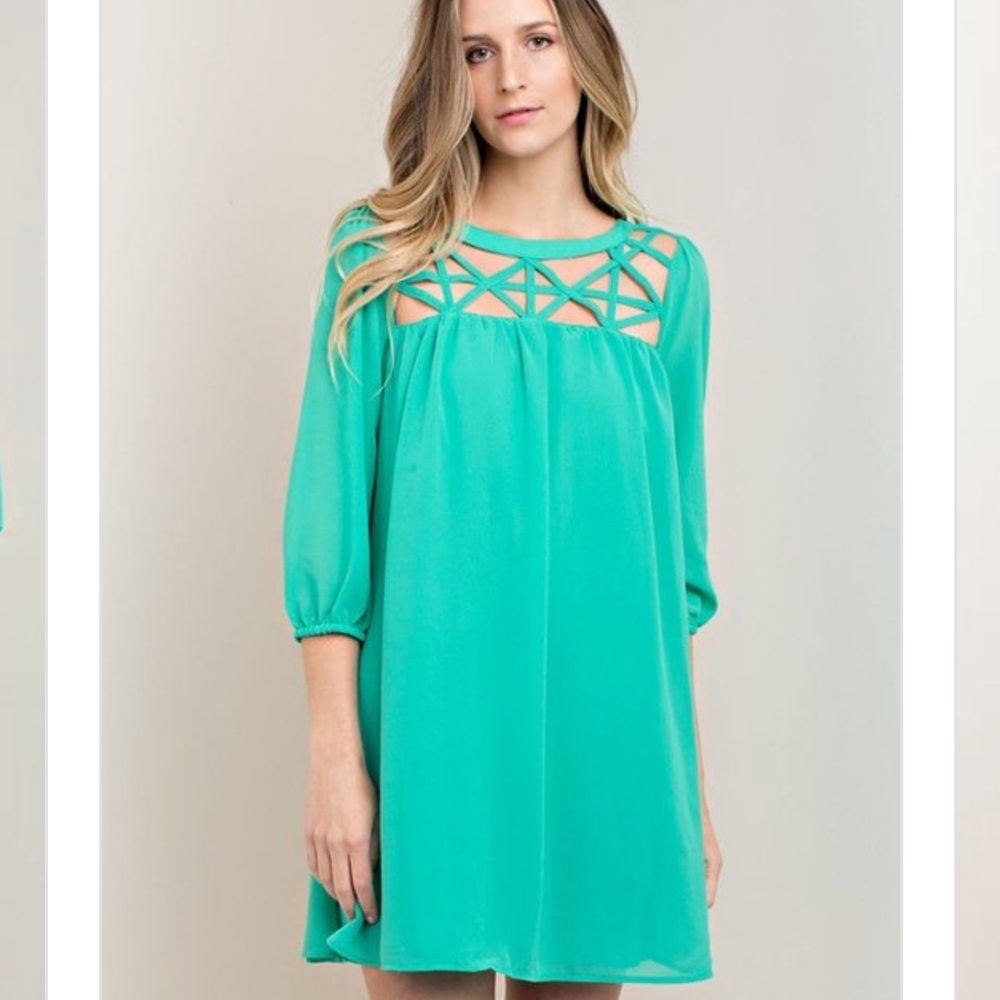 Kori America S Green Dress 3/4 Sleeve Dress Above